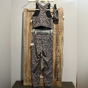 RBX Leopard Print Women's workout 3 piece set